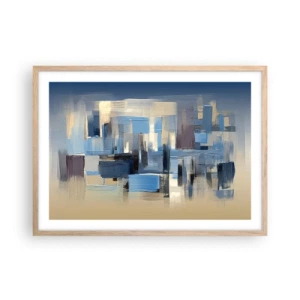 Poster in einem Rahmen aus heller Eiche - Blaue Konstruktion - 70x50 cm