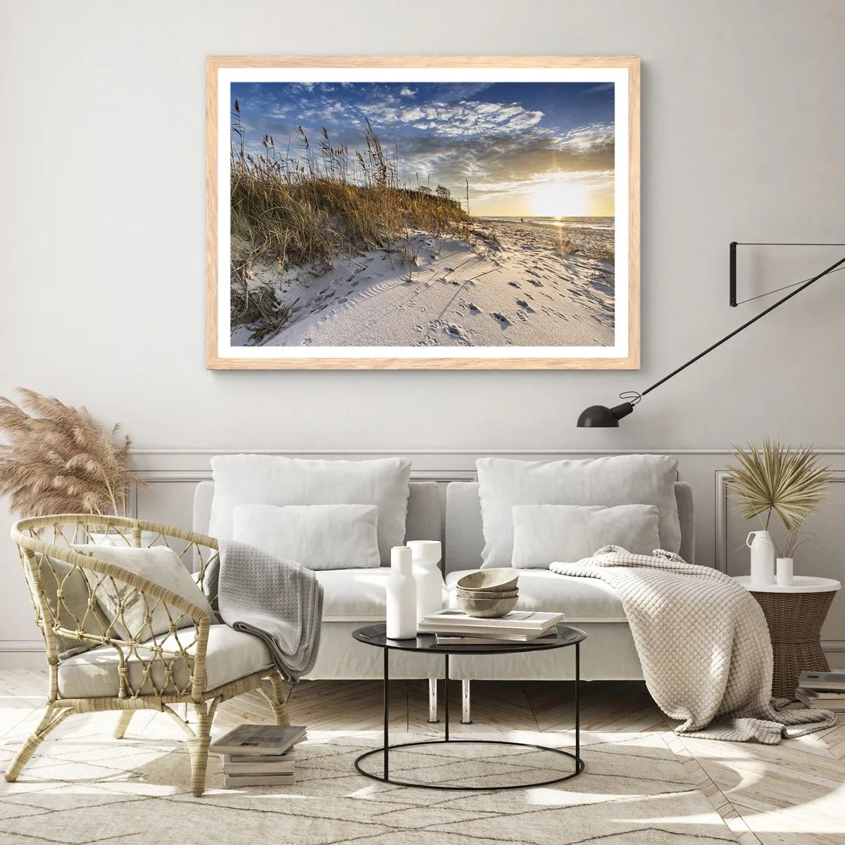 Poster in einem Rahmen aus heller Eiche - Einladung zu einem Spaziergang - 70x50 cm