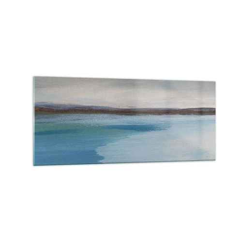 Glasbild - Bild auf glas - Eine minimalistische Landschaft mit Wasserlinie und Horizont - 120x50cm - Horizontale Landschaft - Moderne Wanddekoration für Wohnzimmer und Schlafzimmer ARTTOR