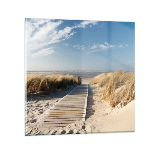 Glasbild - Bild auf glas - Hinter der Düne, im Rauschen des Grases - 30x30 cm