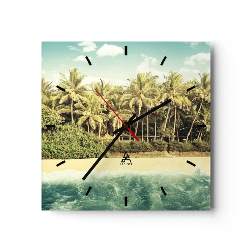 Wanduhr - Glasuhr - Wie wäre es hier? - 40x40 cm