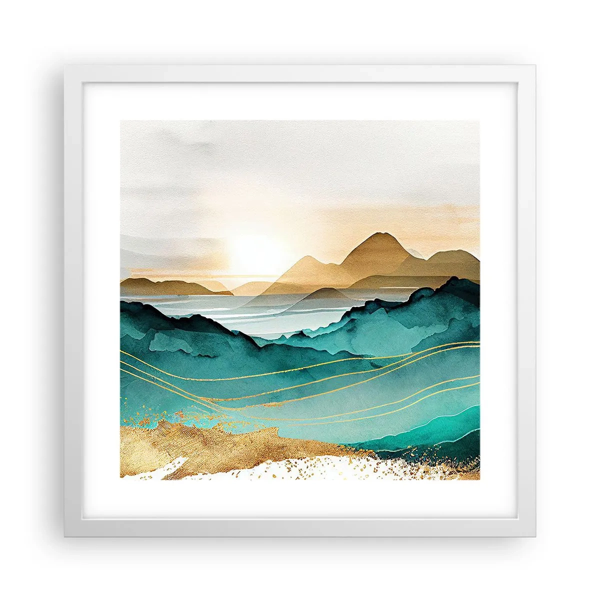 Poster in einem weißen Rahmen - Am Rande der Abstraktion – Landschaft - 40x40 cm