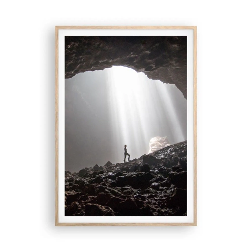 Poster in einem Rahmen aus heller Eiche - Die leuchtende Grotte - 70x100 cm
