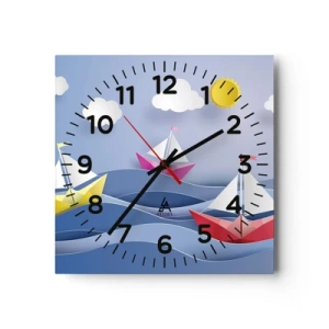 Wanduhr - Glasuhr - Ach, wie schön ist es, in den Wellen zu schwingen - 30x30 cm