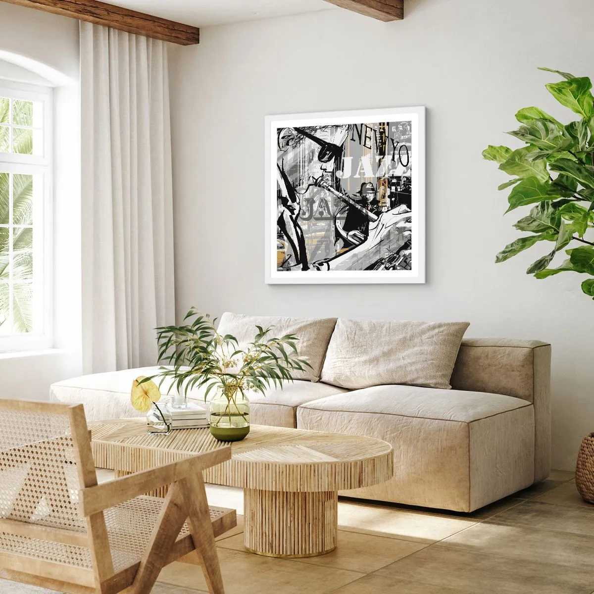 Poster in einem weißen Rahmen - Im Rhythmus von New York - 40x40 cm