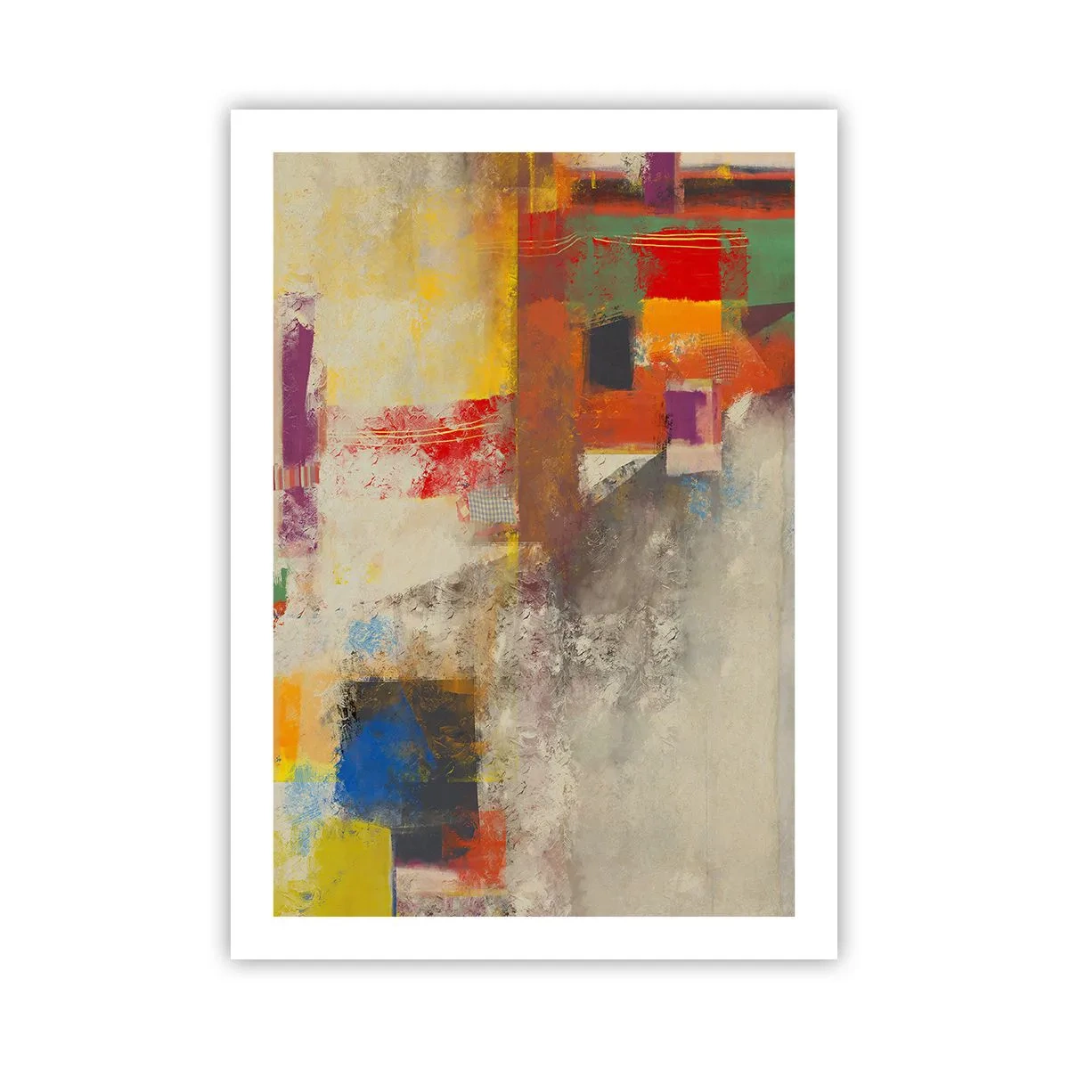 Poster - Abstrakte Komposition in lebendigen Farben - 50x70cm - Geometrie der Farben - Moderne Wanddekoration für Wohnzimmer und Schlafzimmer ARTTOR