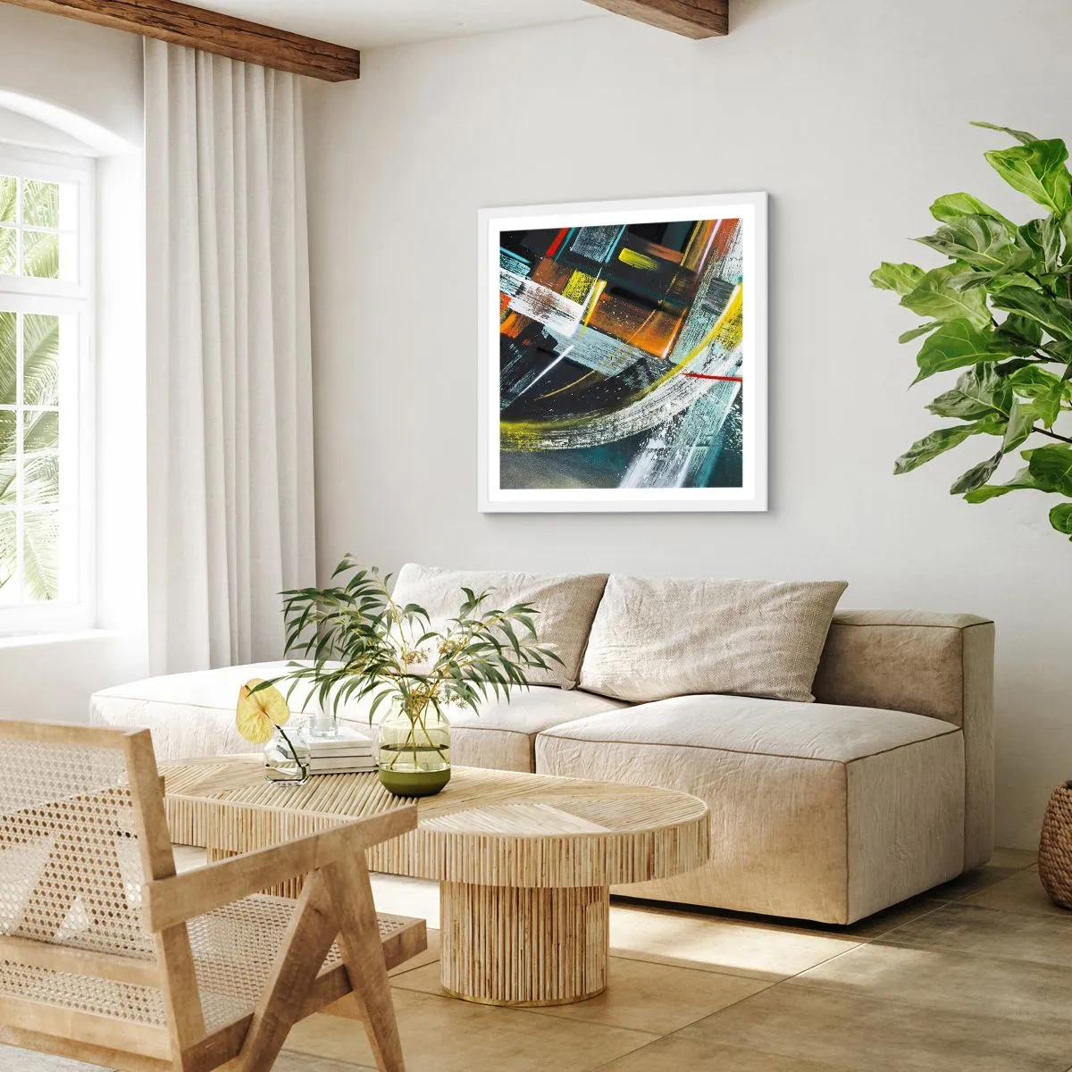 Poster in einem weißen Rahmen - Energie der Bewegung - 60x60 cm