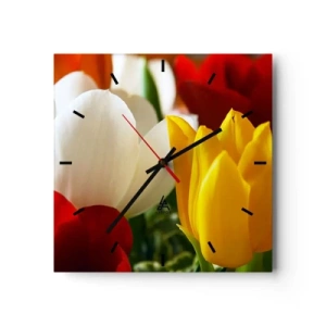Wanduhr - Glasuhr - Tulpenfieber - 40x40 cm