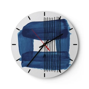 Wanduhr - Glasuhr - Blaue und schwarze Komposition - 40x40 cm
