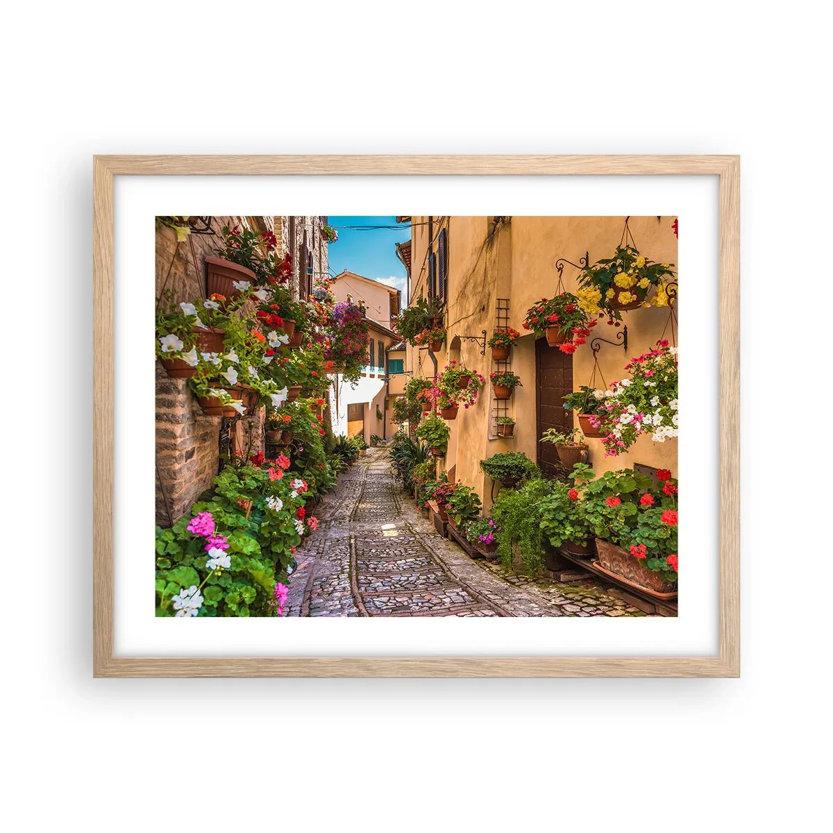 Poster in einem Rahmen aus heller Eiche - Italienische Gasse - 50x40 cm