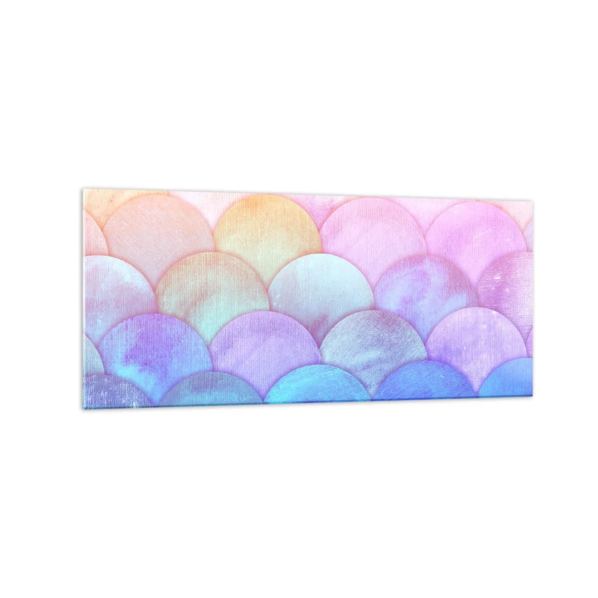 Glasbild - Bild auf glas - Abstrakte Schuppen in Pastelltönen - 120x50cm - Perlenschuppe - Moderne Wanddekoration für Wohnzimmer und Schlafzimmer ARTTOR