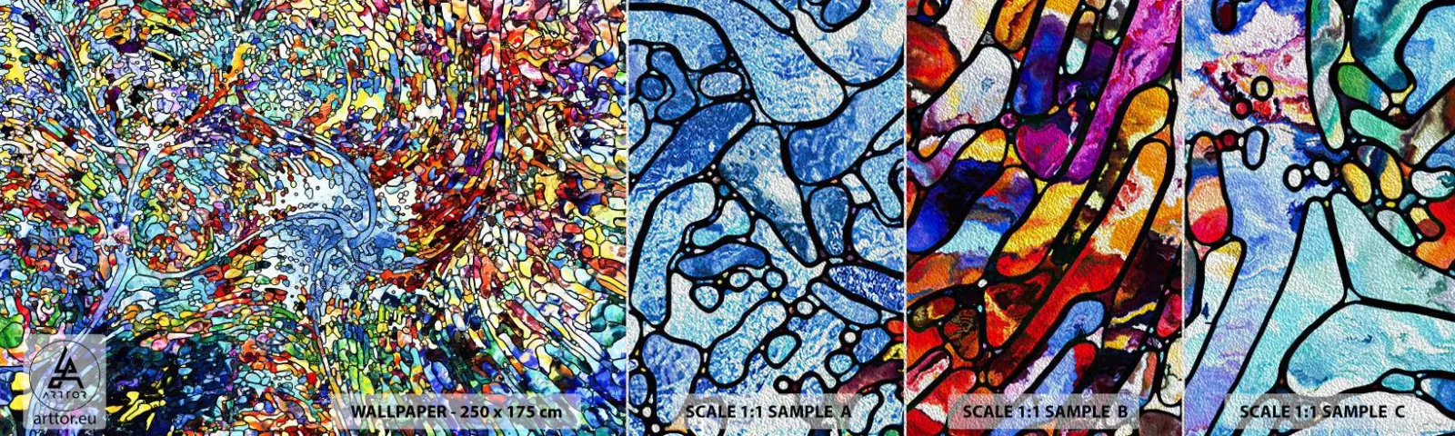 Fototapeten Muster Premium Sand - Glasmalerei Wassertropfen - Abstraktion, Stück, Grafik - 100x30 cm