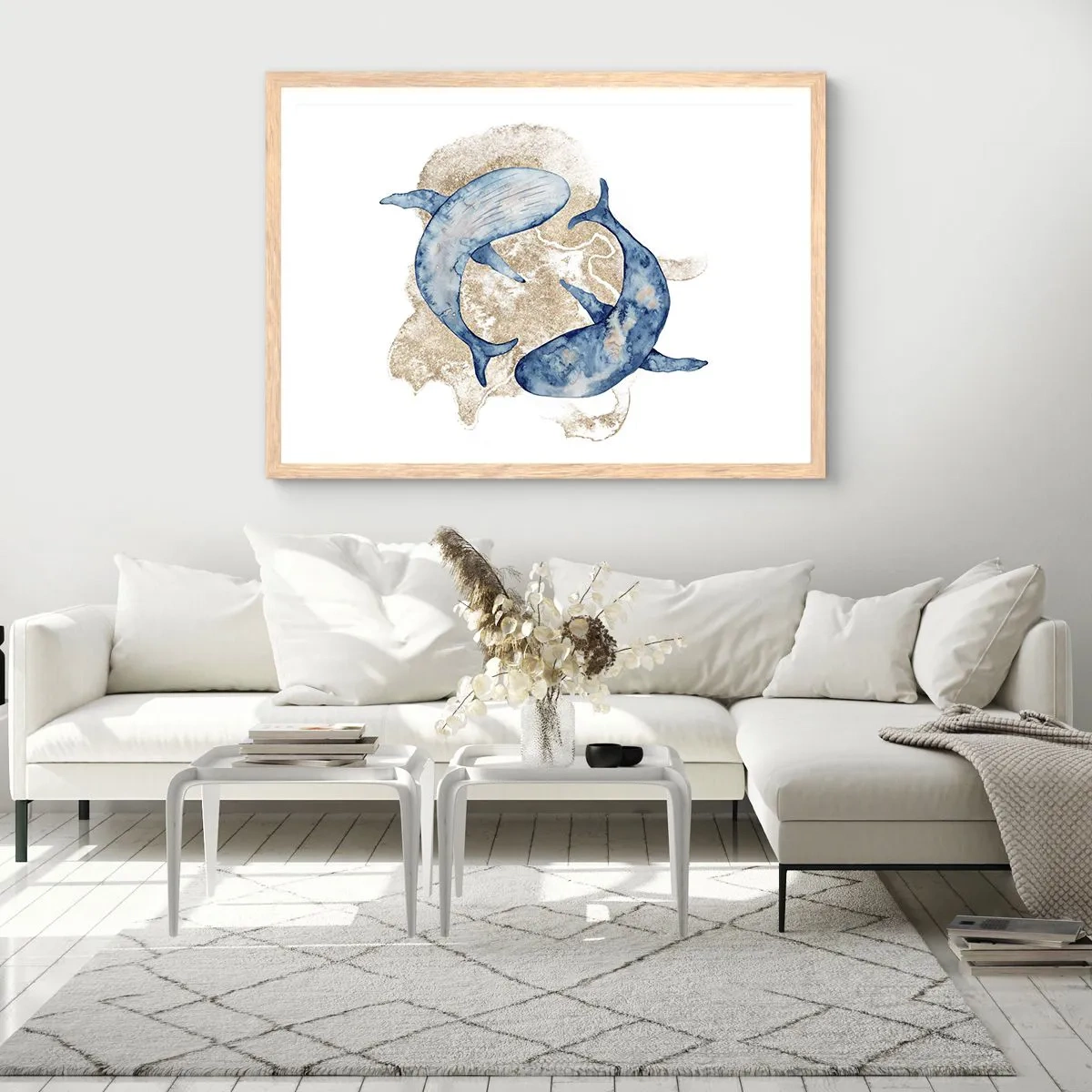 Poster in einem Rahmen aus heller Eiche - Freundschaft oder Liebe? - 100x70 cm