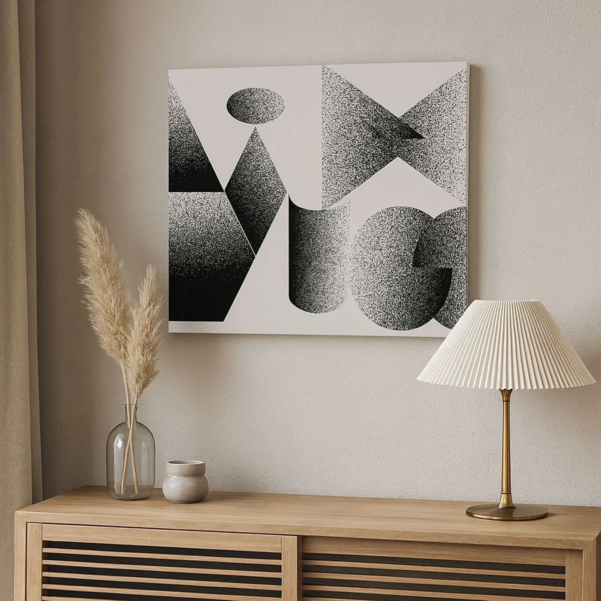 Bild auf Leinwand - Leinwandbild - Geometrie bestehend aus Winkeln und ovalen Formen - 70x50cm - Winkel und Ovale - Moderne Wanddekoration für Wohnzimmer und Schlafzimmer ARTTOR