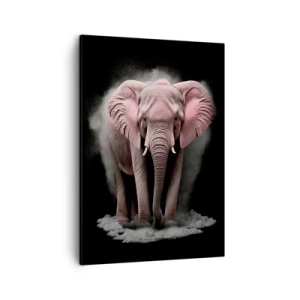 Bild auf Leinwand - Leinwandbild - Eine künstlerische Interpretation eines rosa Elefanten auf schwarzem Hintergrund - 50x70cm - Denke nicht an einen rosa Elefanten! - Moderne Wanddekoration für Wohnzimmer und Schlafzimmer ARTTOR