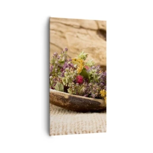 Bild auf Leinwand - Leinwandbild - Bunte Blumen und duftende Kräuter - 65x120 cm