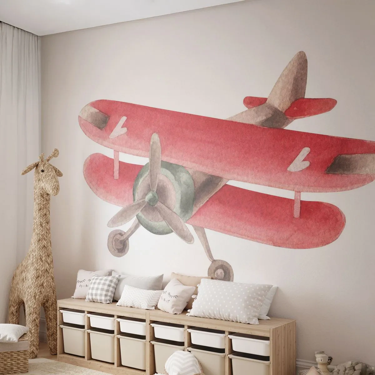 Fototapete Premium Sand - Bereit für Höhenflüge - Flugzeug, Kinder, Jahrgang - 100x70 cm