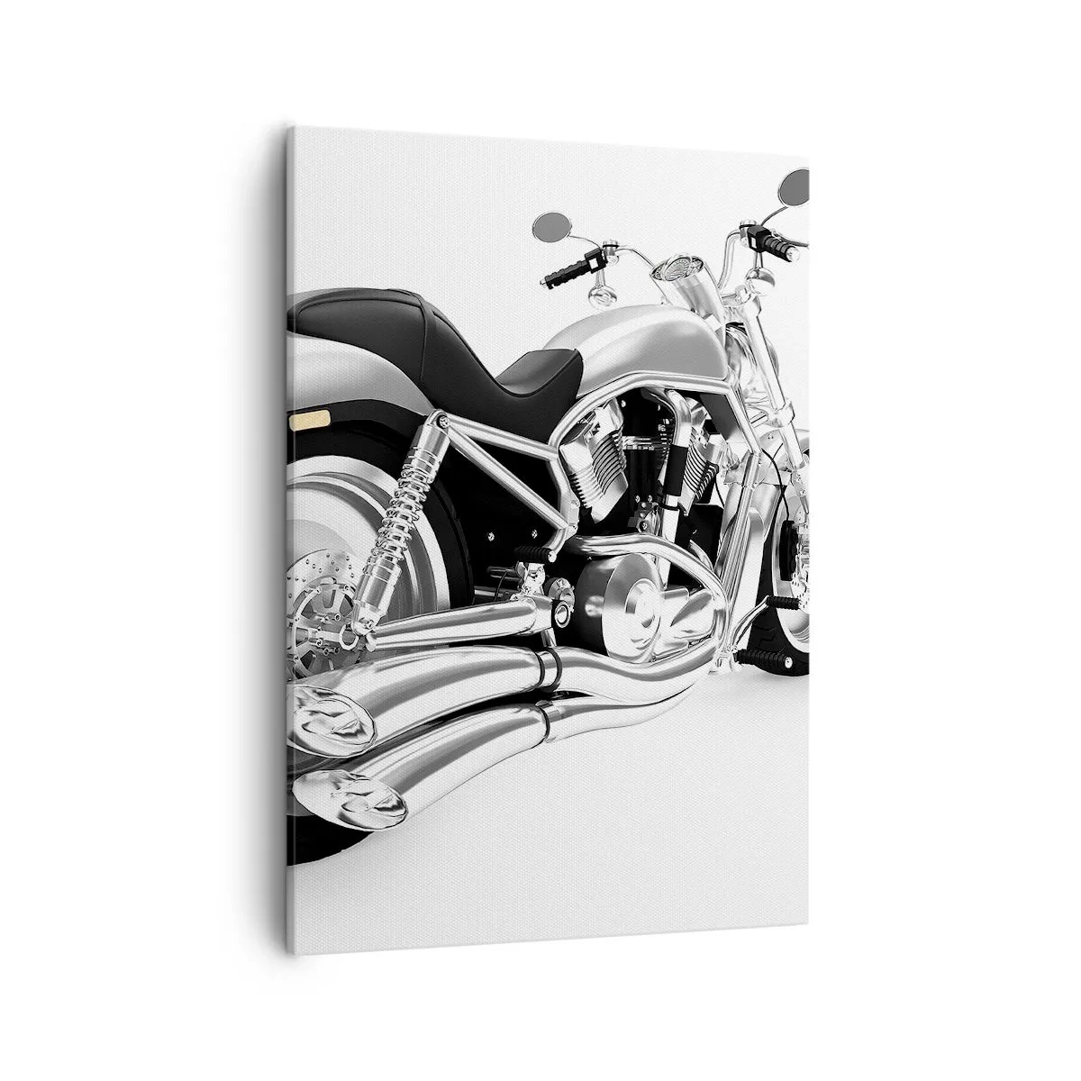 Bild auf Leinwand - Leinwandbild - Chrom Motorrad auf weißem Hintergrund - 50x70cm - Ein Sammlertraum - Moderne Wanddekoration für Wohnzimmer und Schlafzimmer ARTTOR