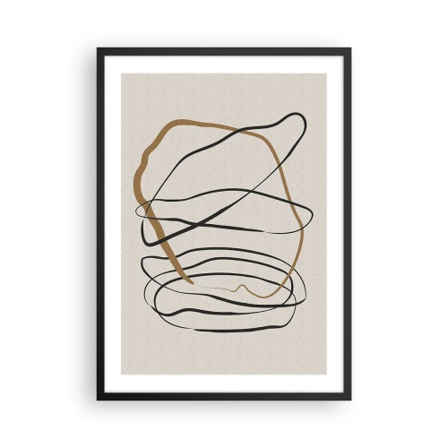 Poster in einem schwarzem Rahmen - Minimalistische Abstraktion mit dynamischen Linien - 50x70cm - Komposition – Looptanz - Moderne Wanddekoration für Wohnzimmer und Schlafzimmer ARTTOR