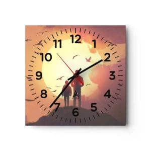 Wanduhr - Glasuhr - Von Angesicht zu Angesicht mit der Sonne - 40x40 cm