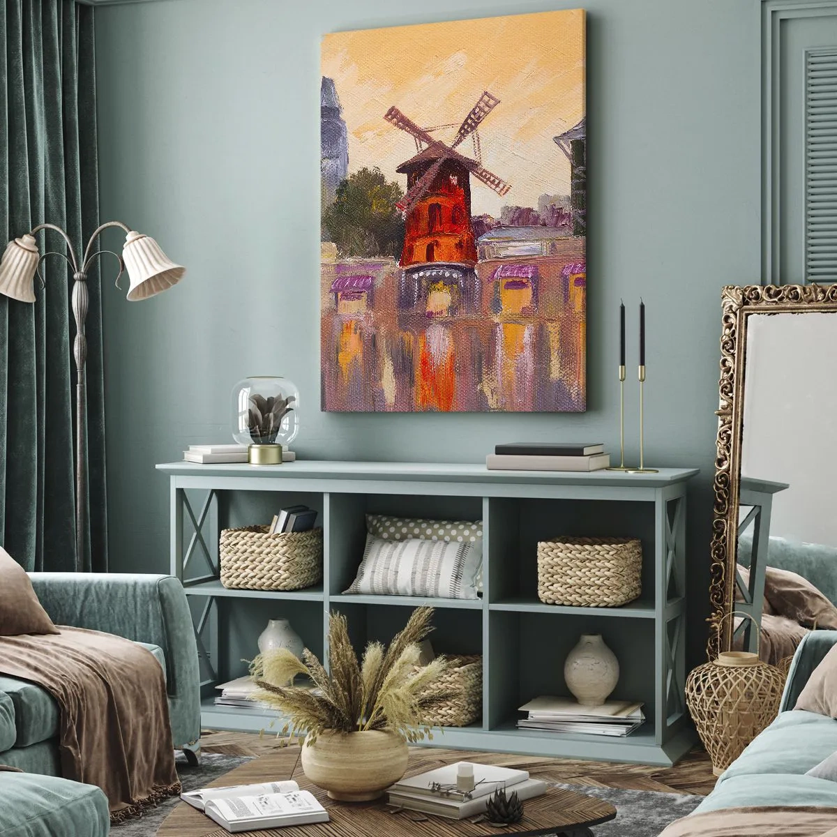 Bild auf Leinwand - Leinwandbild - Pariser Ikonen – Moulin Rouge - 45x80 cm