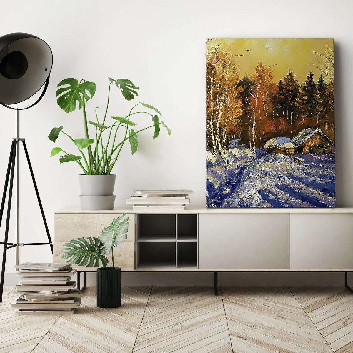 Bild auf Leinwand - Leinwandbild - Wintereindruck in der Sonne - 55x100 cm