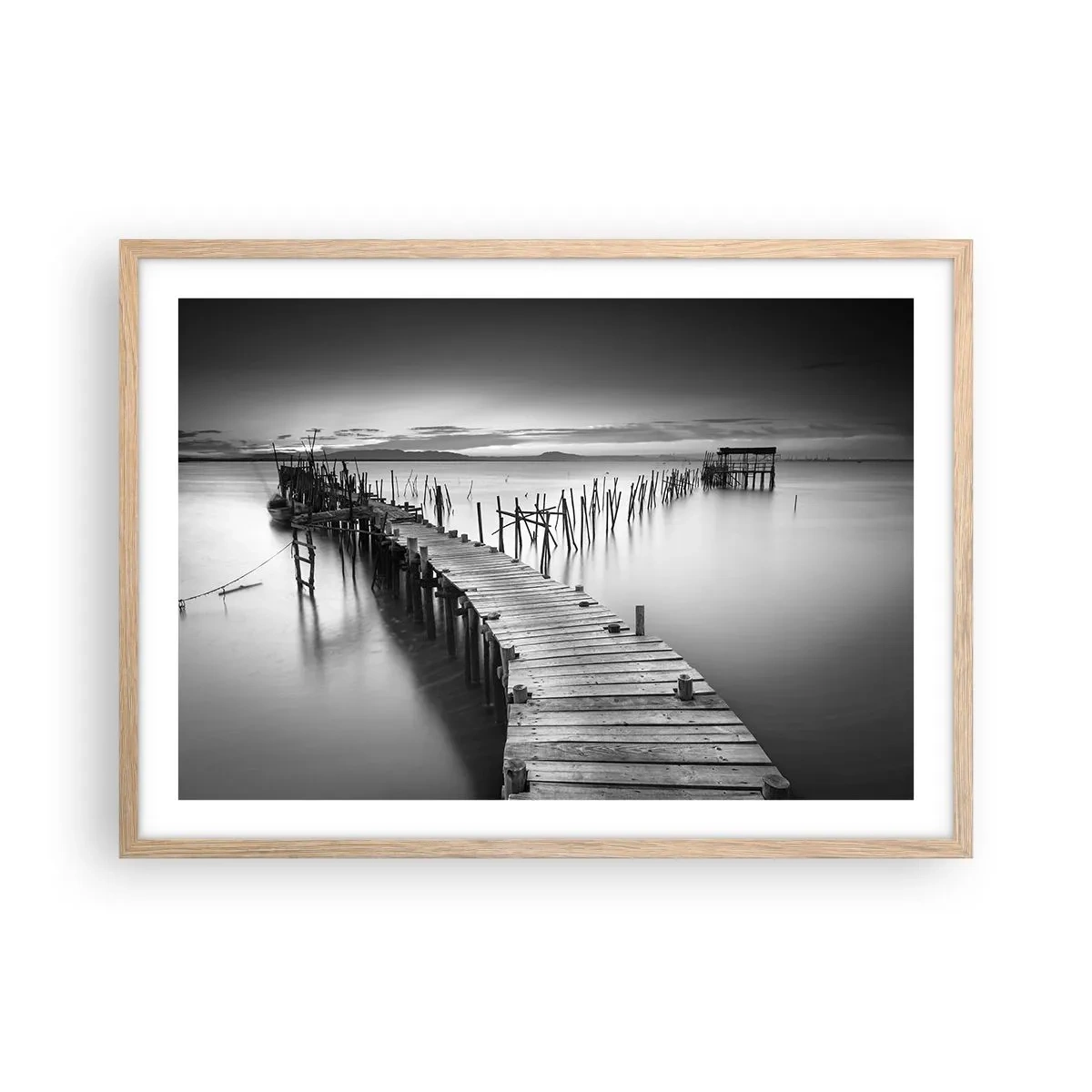 Poster in einem Rahmen aus heller Eiche - Der Frieden eines vergessenen Ufers - 70x50 cm