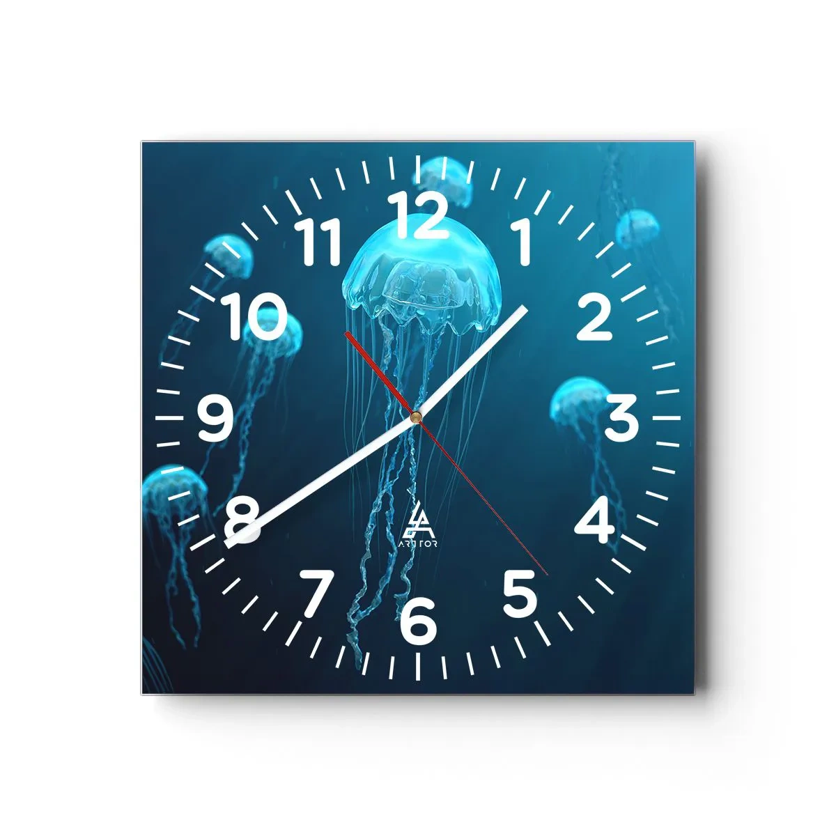 Wanduhr - Glasuhr - Ozeantanz - 40x40 cm