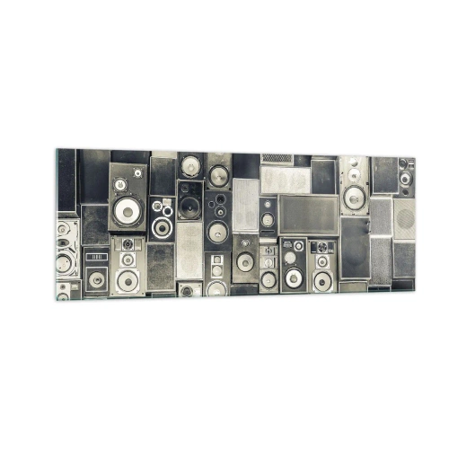 Glasbild - Bild auf glas - Lautsprecherkollektion im Retro-Stil - 140x50cm - Und es ist alles in Ordnung - Moderne Wanddekoration für Wohnzimmer und Schlafzimmer ARTTOR