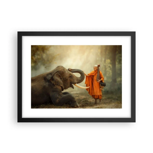 Poster in einem schwarzem Rahmen - Treffen unterwegs - 40x30 cm