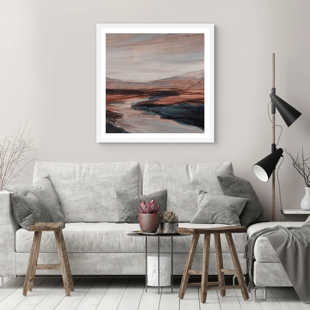 Poster in einem weißen Rahmen - Ruhiges Tal - 30x30 cm