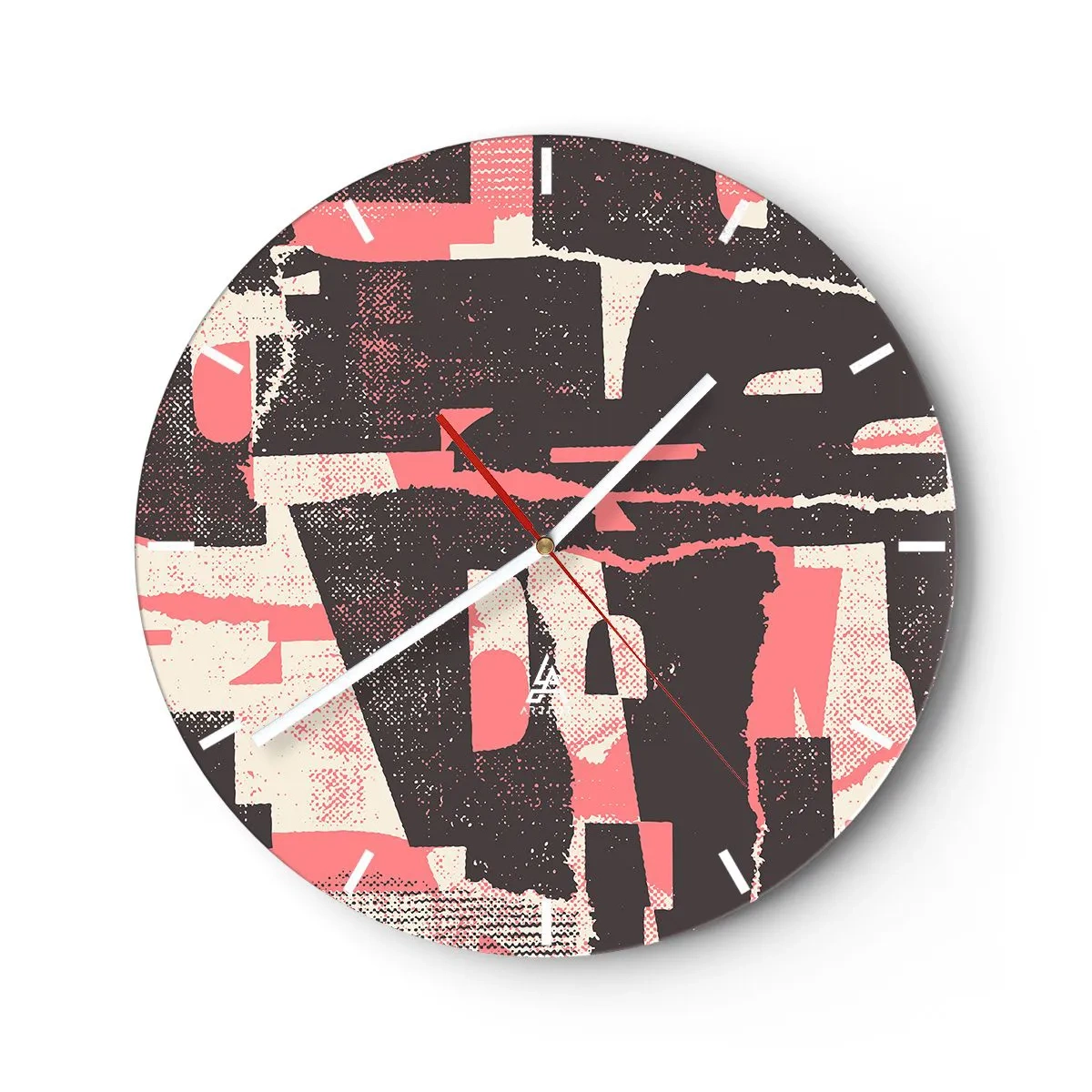 Wanduhr - Glasuhr - Geometrische Abstraktion in Pink, Creme und Braun - 30x30cm - All dieser Lärm - Moderne Wanddekoration für Wohnzimmer, Küche und Schlafzimmer ARTTOR