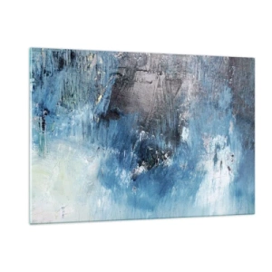 Glasbild - Bild auf glas - Abstrakte Komposition in Blautönen - 120x80cm - Rhapsodie in Blau - Moderne Wanddekoration für Wohnzimmer und Schlafzimmer ARTTOR