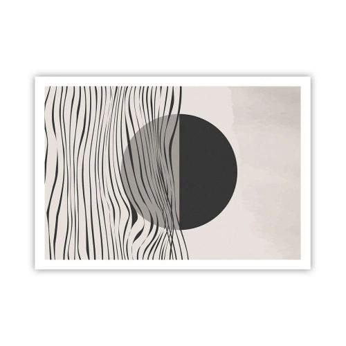 Poster - Abstrakte Linien und geometrische Formen in gedeckten Farben - 100x70cm - Halbe Komposition - Moderne Wanddekoration für Wohnzimmer und Schlafzimmer ARTTOR
