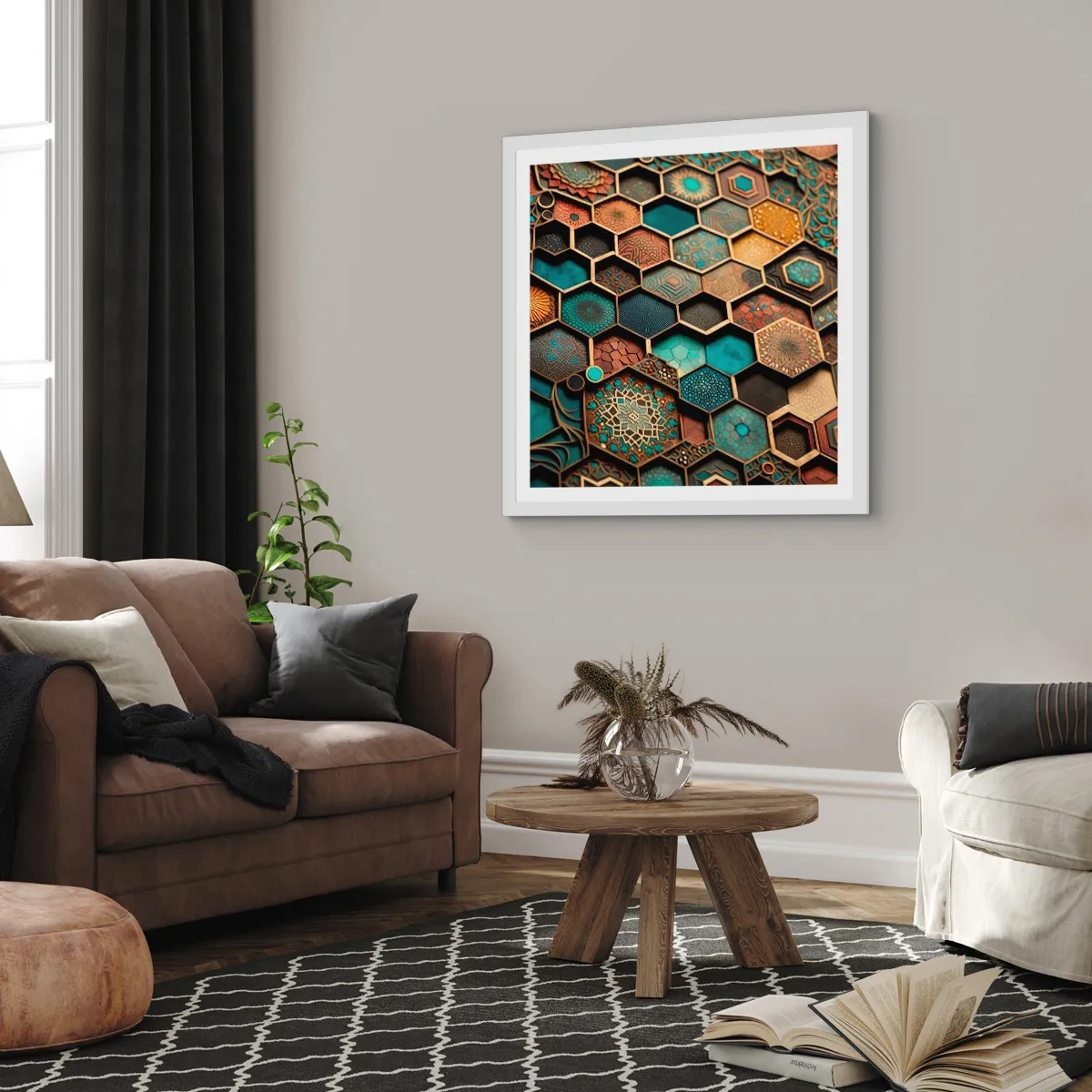 Poster in einem weißen Rahmen - Arabische Ornamente – Variation - 50x50 cm