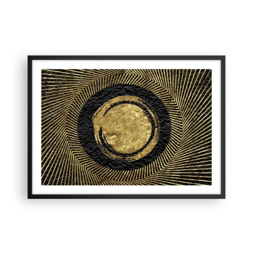 Poster in einem schwarzem Rahmen - Geometrische Komposition in Schwarz und Gold mit Strahlen - 70x50cm - Glamour-Komposition - Moderne Wanddekoration für Wohnzimmer und Schlafzimmer ARTTOR