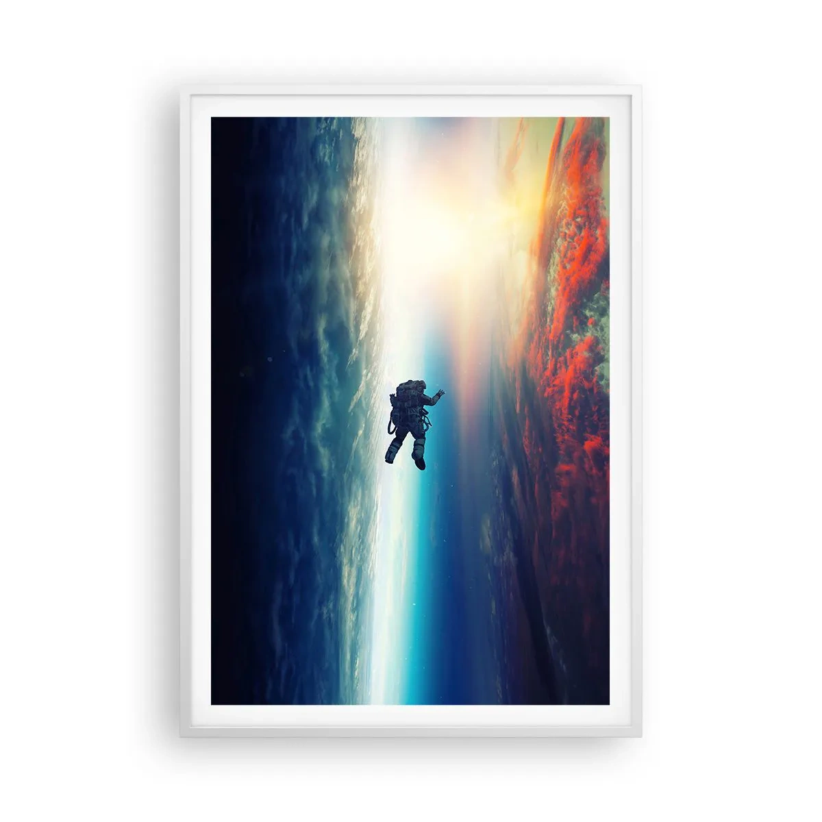 Poster in einem weißen Rahmen - Sich dem Universum stellen - 70x100 cm