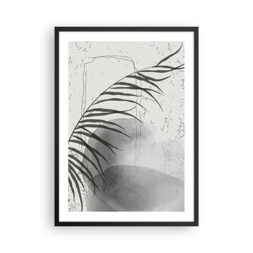 Poster in einem schwarzem Rahmen - Eine minimalistische botanische Komposition in Grautönen - 50x70cm - Subtile Exotik der Natur - Moderne Wanddekoration für Wohnzimmer und Schlafzimmer ARTTOR