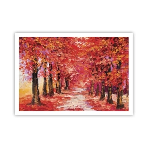 Poster - Eine malerische Gasse in herbstlichen Farben im impressionistischen Stil - 100x70cm - Herbstlicher Eindruck - Moderne Wanddekoration für Wohnzimmer und Schlafzimmer ARTTOR