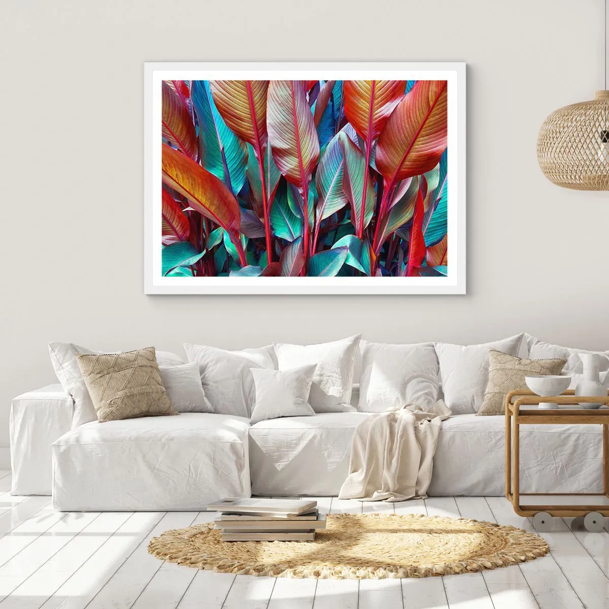 Poster in einem weißen Rahmen - Buntes Dickicht - 50x40 cm