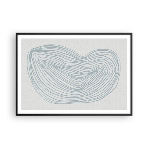 Poster in einem schwarzem Rahmen - Abstraktes Wellenmotiv in zartem Blau - 100x70cm - Das Lächeln der Wassertropfen - Moderne Wanddekoration für Wohnzimmer und Schlafzimmer ARTTOR