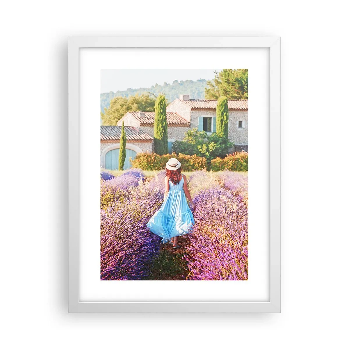 Poster in einem weißen Rahmen - Lavendel Mädchen - 30x40 cm