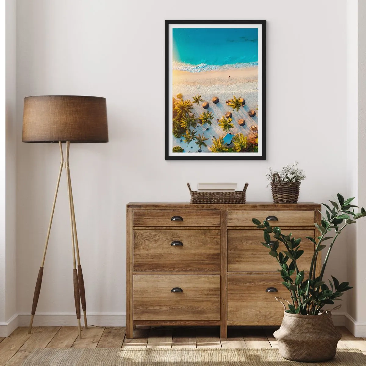 Poster in einem schwarzem Rahmen - Willkommen im Paradies - 40x50 cm