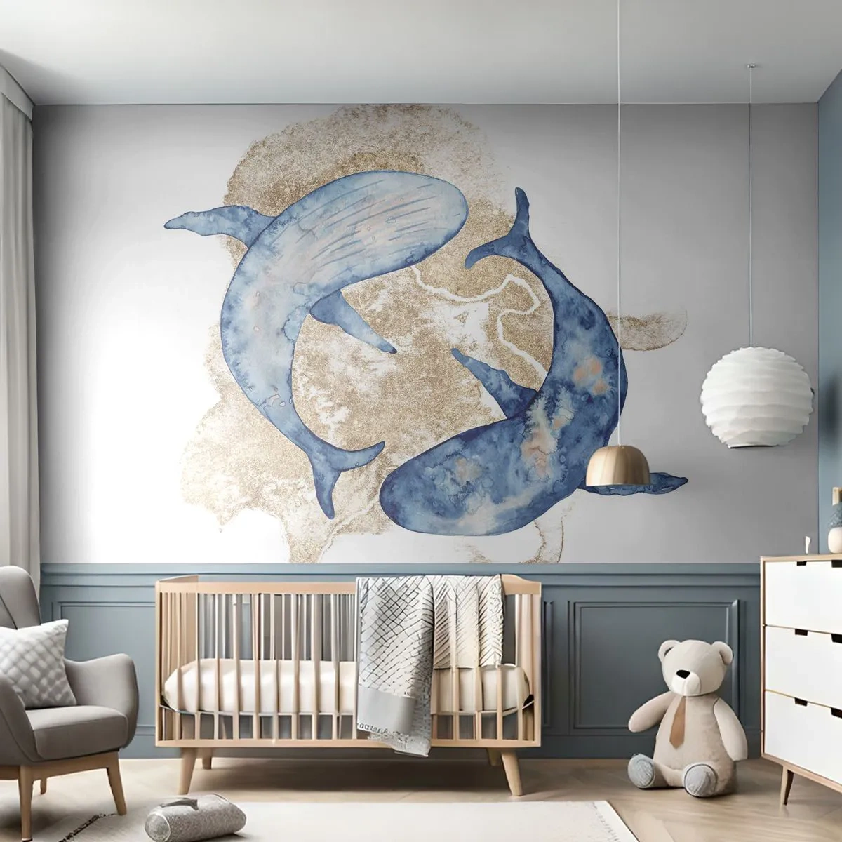 Fototapete Premium Sand - Freundschaft oder Liebe? - Delfine, Abstraktion, Stück - 150x105 cm