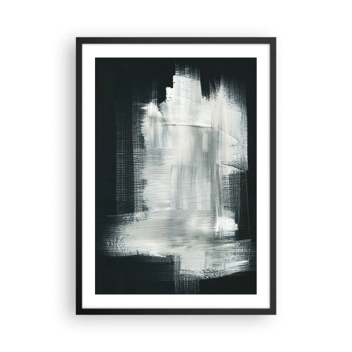 Poster in einem schwarzem Rahmen - Abstrakte Komposition in Weiß auf dunklem Hintergrund - 50x70cm - Vertikal und horizontal gewebt - Moderne Wanddekoration für Wohnzimmer und Schlafzimmer ARTTOR