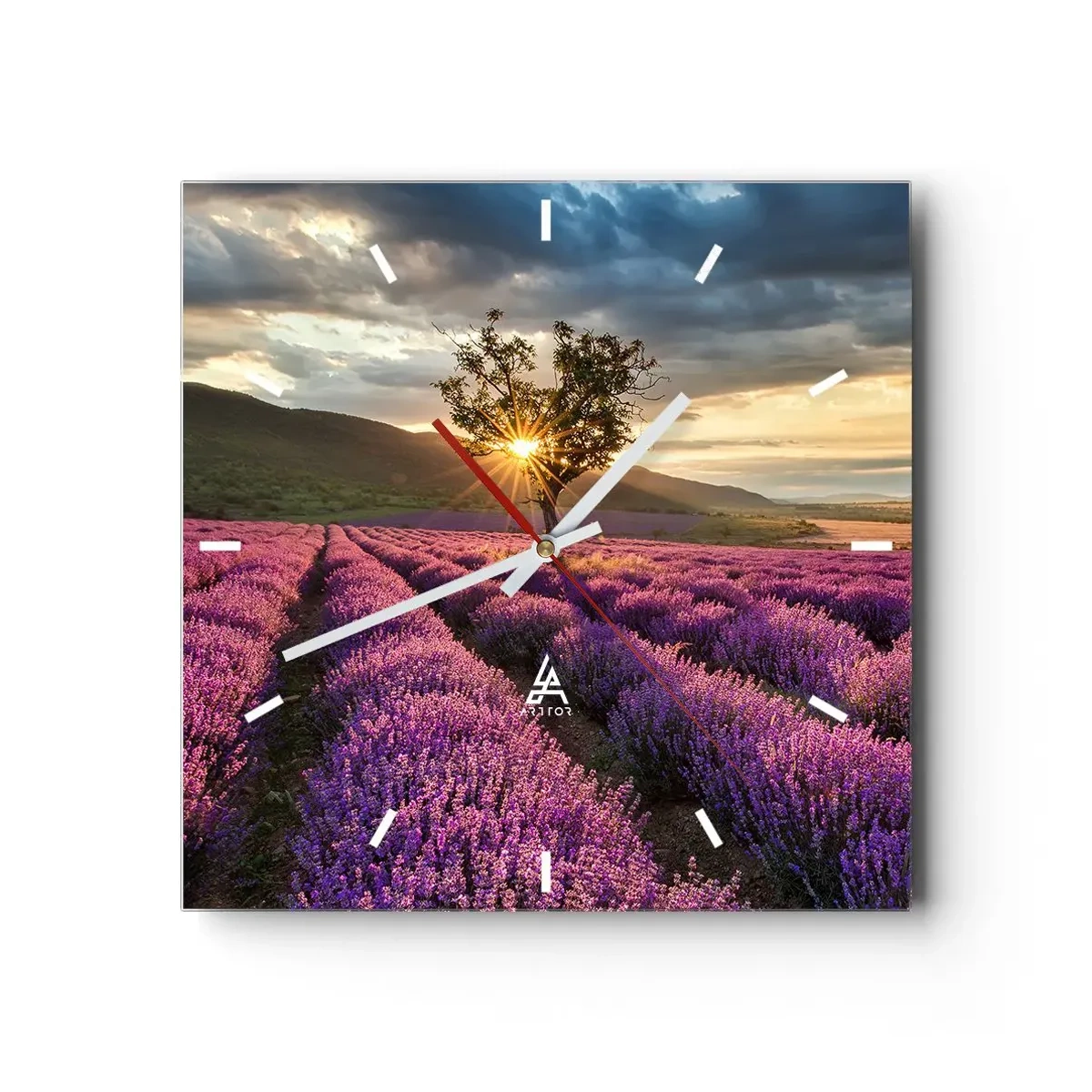 Wanduhr - Glasuhr - Fliederfarbenes Aroma - 40x40 cm