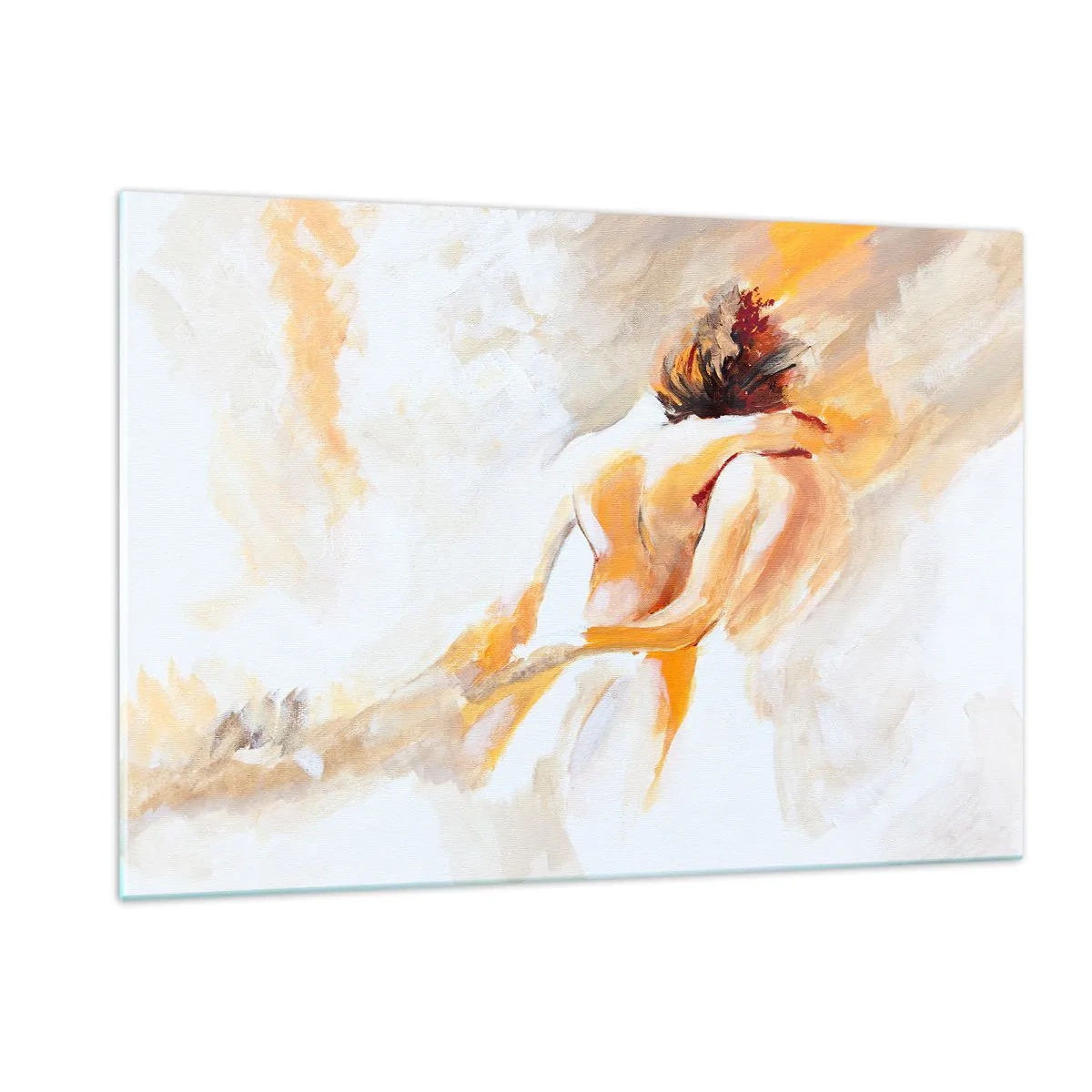 Glasbild - Bild auf glas - Ein zartes Nude in warmen Pastellfarben - 120x80cm - Am Himmel der Nähe - Moderne Wanddekoration für Wohnzimmer und Schlafzimmer ARTTOR