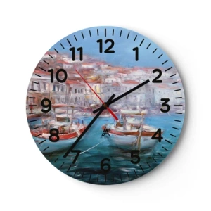 Wanduhr - Glasuhr - Italienische Bucht - 30x30 cm
