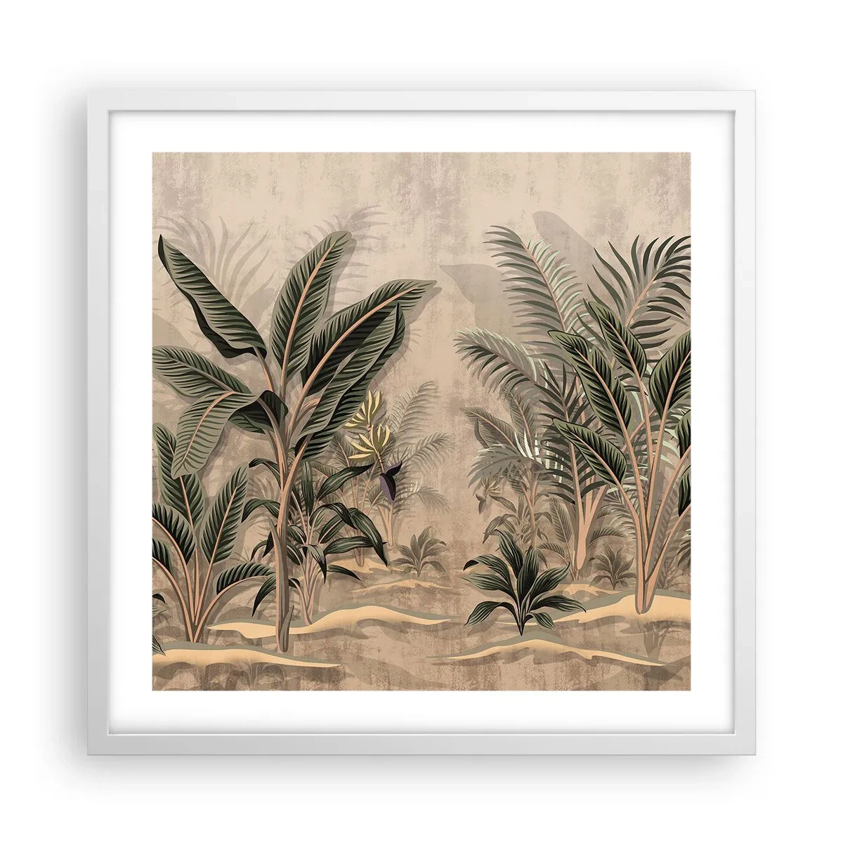 Poster in einem weißen Rahmen - Eine Gravur im Kolonialstil - 50x50 cm