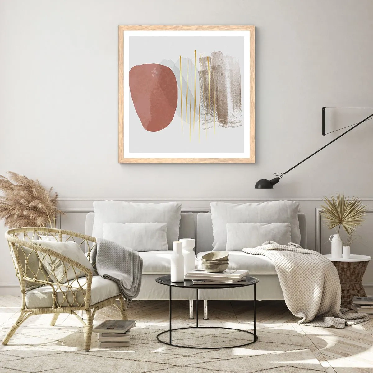 Poster in einem Rahmen aus heller Eiche - Abstrakte Kolonnade - 60x60 cm